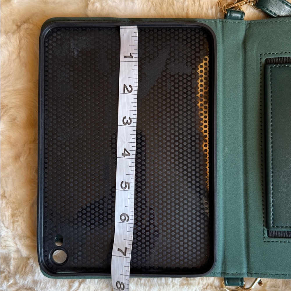 Techcircle Folio Stand PU Green Leather Crossbody Mini IPad Handbag Case - Picture 7 of 11